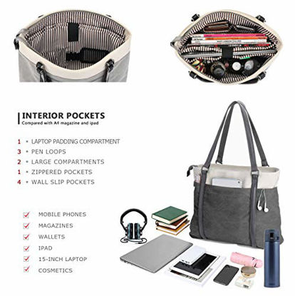 Picture of Women's Work Bag with Laptop Compartment Zipper Pockets Teacher Totes Purse