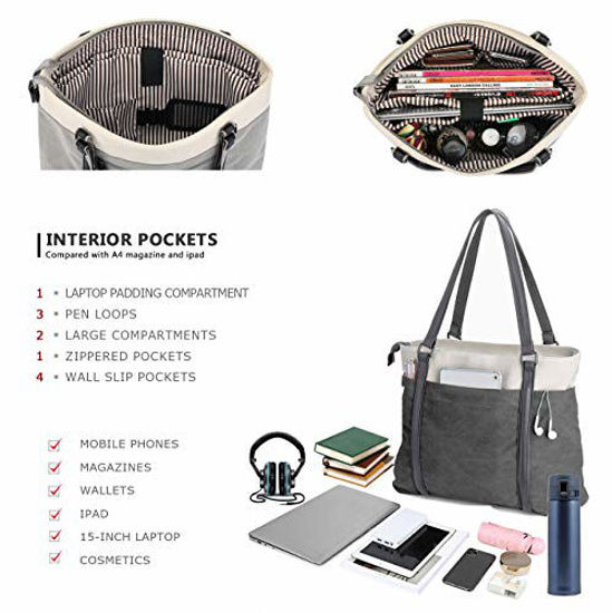 Picture of Women's Work Bag with Laptop Compartment Zipper Pockets Teacher Totes Purse