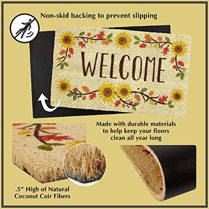 Picture of DII Indoor/Outdoor Natural Coir Fiber Spring/Summer Doormat, 18x30, Hello Sunshine