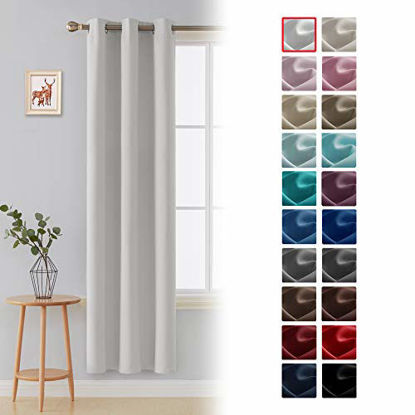 Picture of Deconovo Room Darkening Thermal Insulated Blackout Grommet Window Curtain Panel for Bedroom, Greyish White, 42x84 Inch, 1 Panel