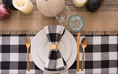 Picture of DII Buffalo Check Collection Classic Tabletop, Tablecloth, 70" Round, Black & White