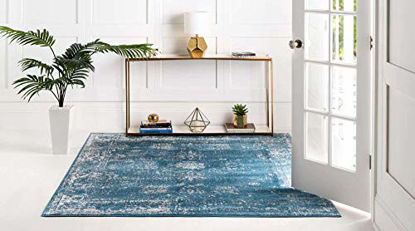Picture of Unique Loom Sofia Collection Traditional Vintage Square Rug, 8', Blue/Ivory