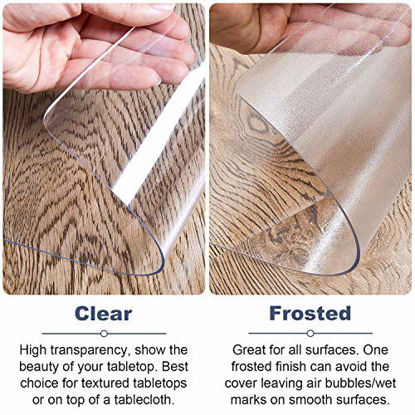Picture of OstepDecor Custom 96 x 42 Inch Clear Table Cover Protector, 1.5mm Thick Table Protector for Dining Room Table, Clear Plastic Tablecloth Protector, Clear Table Cloth Pad for Kitchen Wood Grain 8ft
