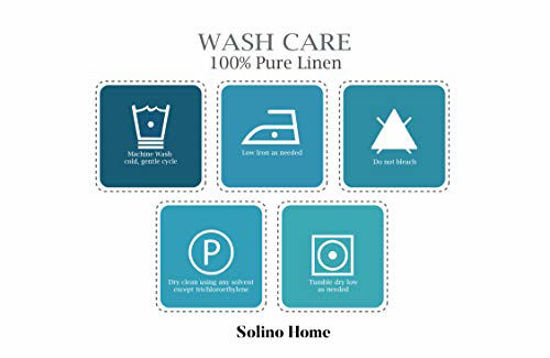 Picture of Solino Home Pure Linen Placemats - White, 14 x 19 Inch Set of 4 Athena - 100% Pure Linen Natural Fabric - Handcrafted Machine Washable