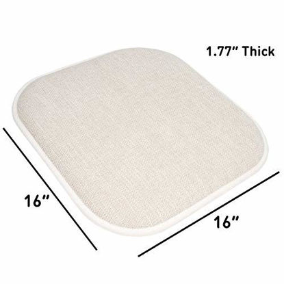 Picture of Sweet Home Collection Chair Cushion Memory Foam Pads Honeycomb Pattern Slip Non Skid Rubber Back Rounded Square 16" x 16" Seat Cover, 6 Pack, Alexis Linen/Beige