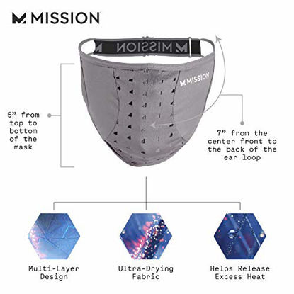 Picture of MISSION Adjustable Sport Mask- Adjustable Strap for Custom Fit, Face Cover, Breathable Fabric, Reusable & Machine Washable, Multi-Layer Design- Charcoal