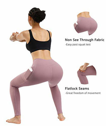 Picture of Fengbay 3 Pack High Waist Yoga Pants, Pocket Yoga Pants Tummy Control Workout Running 4 Way Stretch Yoga Leggings