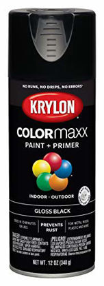 Picture of Krylon K05505007 COLORmaxx Spray Paint and Primer for Indoor/Outdoor Use, Gloss Black