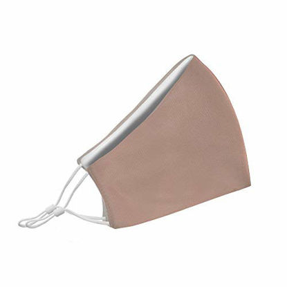 Picture of Washable Face Mask with Adjustable Ear Loops & Nose Wire - 3 Layers, 100% Cotton Inner Layer - Cloth Reusable Face Protection with Filter Pocket - Made in USA - (Solid Tan)