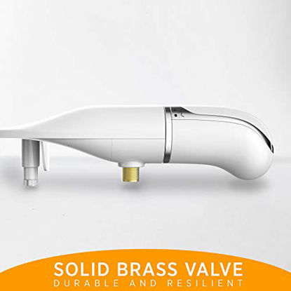 Picture of Bio Bidet SlimTwist Simple Bidet Toilet Attachment in White with Dual Nozzle, Fresh Water Spray, Non Electric, Easy to Install, Brass Inlet and Internal Valve,