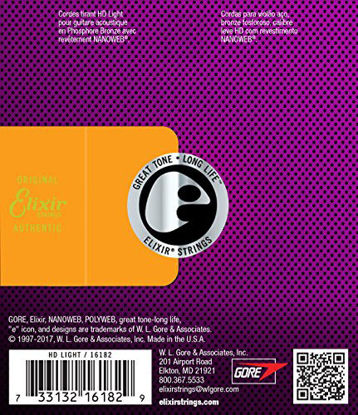 Picture of Elixir Strings Phosphor Bronze Acoustic Guitar Strings w NANOWEB Coating, HD Light (.013-.053)