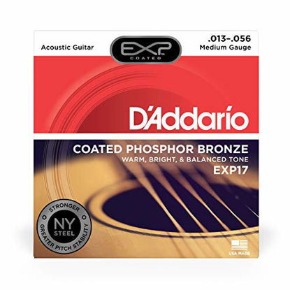 Picture of D'Addario EXP17 Coated Phosphor Acoustic Guitar Strings, Medium, 13-56