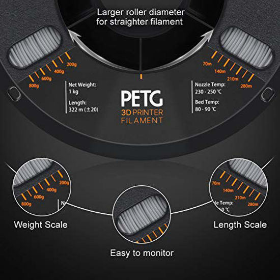 Picture of OVERTURE PETG Filament 1.75mm with 3D Build Surface 200 x 200 mm 3D Printer Consumables, 1kg Spool (2.2lbs), Dimensional Accuracy +/- 0.05 mm, Fit Most FDM Printer, Light Gray