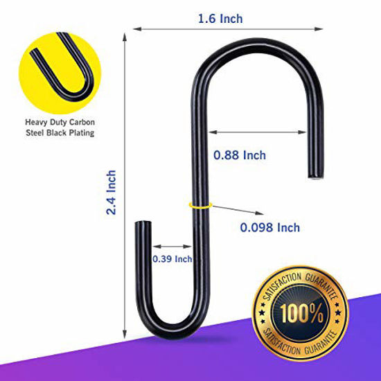 GetUSCart Rivexy 20 S Hook Pack Black Coated, S Hooks for Hanging on