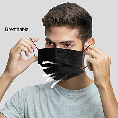 Picture of Black Disposable Face Masks with Elastic Ear Loop, 3 Layer Anti-Dust Protective Mouth Cover Mask (2000 PCS/40 Boxs/1 Carton)