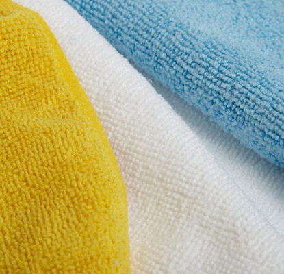 Picture of Amazon Basics Blue, White, and Yellow Microfiber Cleaning Cloth - Pack of 24