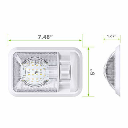 Picture of Leisure LED 5 Pack 12V Led RV Ceiling Dome Light RV Interior Lighting for Trailer Camper with Switch, Single Dome 300LM (Natural White 4000-4500K, 5-Pack)