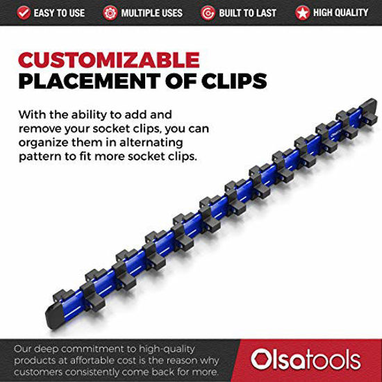 Picture of Olsa Tools 1/4-Inch Drive Aluminum Socket Organizer | Premium Quality Socket Holder (Blue)
