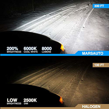Picture of Marsauto 9006 LED Headlight Bulbs Low Beam 8000LM 6000K,200% Brightness, HB4 HB4U 9006XS Fog Light Head Light Bulb,12 CSP Chips Cool Bright,Pack of 2