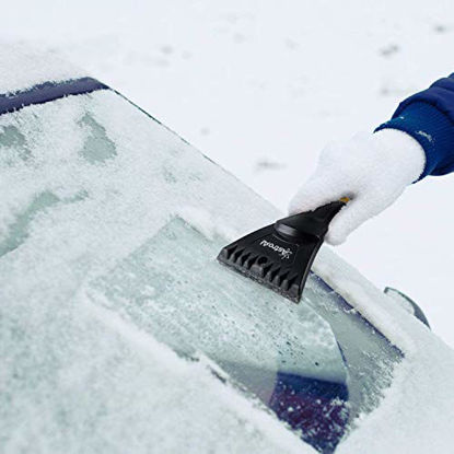 Picture of AstroAI 27 Snow Brush and Detachable Ice Scraper with Ergonomic Foam Grip for Cars, Trucks, SUVs (Heavy Duty ABS, PVC Brush, Blue)