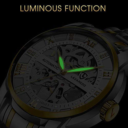 Picture of Mens Watch Mechanical Stainless Steel Skeleton Waterproof Automatic Self-Winding Roman Numerals Diamond Dial Wrist Watch