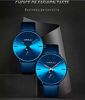 Picture of Mens Watches Ultra-Thin Minimalist Waterproof-Fashion Wrist Watch for Men Unisex Dress with Blue Leather Band-Gold Hands Blue Face
