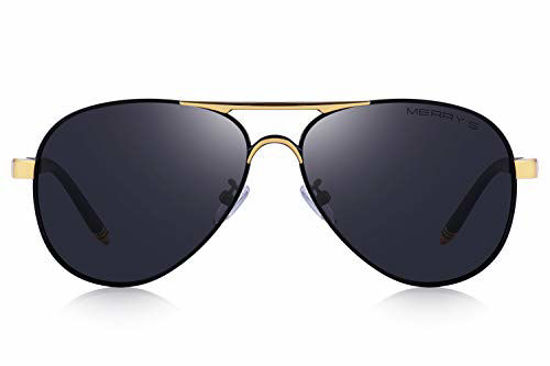 Picture of MERRY'S Men's Polarized Driving Sunglasses For Men Unbreakable Frame UV400 S8513 (Gold&Black, 61)