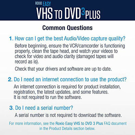 Picture of Roxio Easy VHS to DVD 3 Plus | VHS, Hi8, V8 Video to DVD or Digital Converter | Amazon Exclusive 2 Bonus DVDs