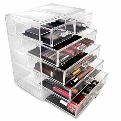 Picture of Sorbus Cosmetics Makeup and Jewelry Big Storage Case Display - Stylish Vanity, Bathroom Case (4 Large, 2 Small Drawers, Clear)