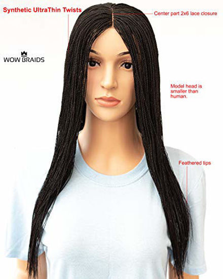 Picture of Braided Wigs, WOW BRAIDS Twisted Wigs, Micro Million Twist Wig - Color 1 - 18 Inches. Synthetic Hand Braided Wigs for Black Women., #1