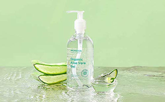 Picture of AROMATICA 95% Organic Aloe Vera Gel 10.14oz / 300ml | EWG Verified | Soothing, Cooling, Moisturizing | For Face & Body | Vegan Formula