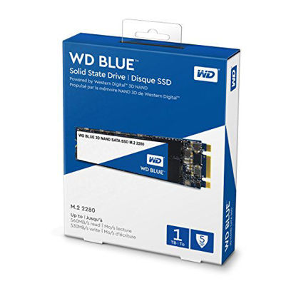 Picture of Western Digital 1TB WD Blue 3D NAND Internal PC SSD - SATA III 6 Gb/s, M.2 2280, Up to 560 MB/s - WDS100T2B0B