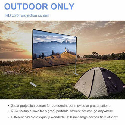 Picture of Projector Screen with Stand 120 inch 16:9 HD 4K Outdoor Indoor Projection Screen for Home Theater 3D Fast-Folding Projector Screen with Stand Legs and Carry Bag Projection Movie Wrinkle-Free