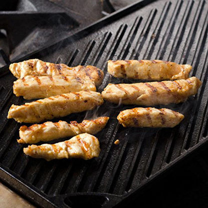 Picture of Lodge Pre-Seasoned Cast Iron Reversible Grill/Griddle, 16.75 Inch x 9.5 Inch, Black
