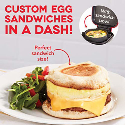Picture of Dash DBBM450GBRD08 Deluxe Sous Vide Style Egg Bite Maker with Silicone Molds for Breakfast Sandwiches, Healthy Snacks or Desserts, Keto & Paleo Friendly, (1 large, 4 mini), Red