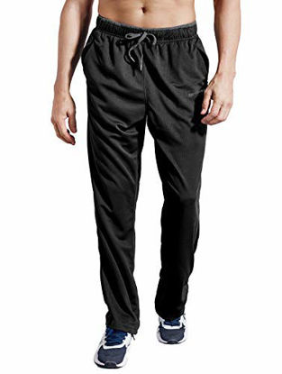 Picture of ZENGVEE Sweatpants for Men with Zipper Pockets Open Bottom Athletic Pants for Jogging, Workout, Gym, Running, Training (0709BlackGray01,S)