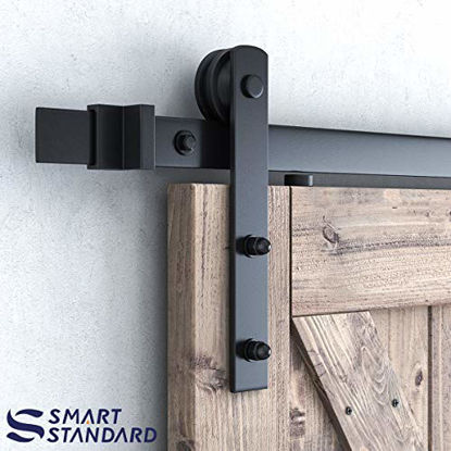 Picture of SMARTSTANDARD 9ft Heavy Duty Sturdy Sliding Barn Door Hardware Kit -Smoothly and Quietly -Easy to Install -Includes Step-by-Step Installation Instruction Fit 54" Wide Door Panel (I Shape Hanger)
