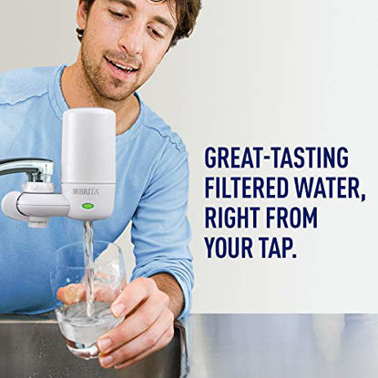 Picture of Brita Tap Water Filter System, Water Faucet Filtration System with Filter Change Reminder, Reduces Lead, BPA Free, White & Water Replacement Filters for Pitchers and Dispensers, 3ct, White