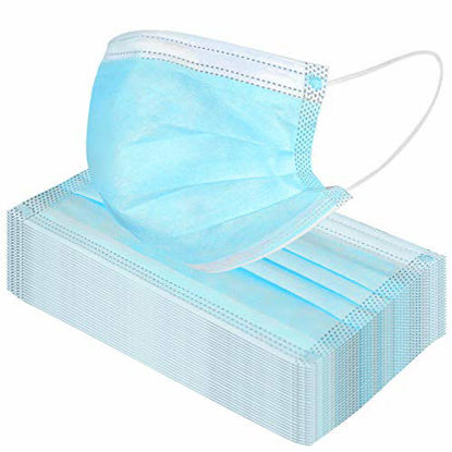 Picture of Biwisy 50pcs 3-Ply Disposable Face Mask Crowded Places Blue Masks