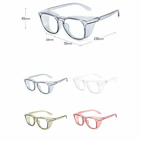 Picture of Protective Eyewear Safety Goggles Clear Anti-fog/Anti-Scratch Safety Glasses Men Glasses, Transparent Frame (2pcs-blue&pink)