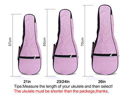 Picture of HOT SEAL Waterproof Durable Colorful Ukulele Case Bag with Storage (21in, pink)