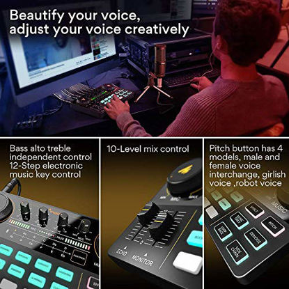 Picture of Audio Interface with DJ Mixer and Sound Card, Maonocaster Lite Portable ALL-IN-ONE Podcast Production Studio with 3.5mm Microphone for Guitar, Live Streaming, PC, Recording and Gaming(AU-AM200-S1)