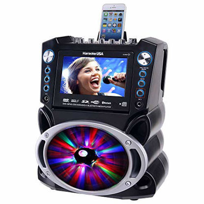 Picture of Karaoke USA GF842 DVD/CDG/MP3G Karaoke Machine with 7" TFT Color Screen, Record, Bluetooth and LED Sync Lights