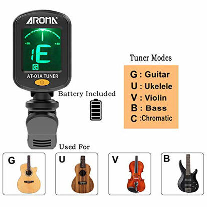 Picture of MOREYES Tuner Clip on Chromatic, Guitar, Bass, Violin, Ukulele Include Guitar Capo and Picks and Holder (Tuner+Capo)