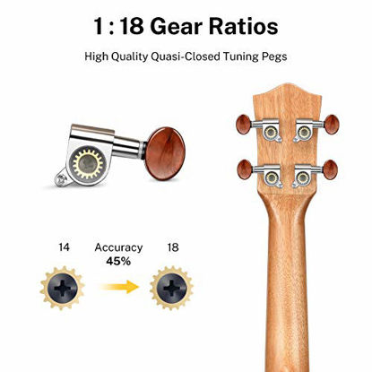 Picture of Donner Concert Ukulele Beginner Kit 23 inch Ukelele Mahogany Wood with Free Online Lesson Gig Bag Strap Nylon String Tuner Picks Ukalalee Yukalalee Bundle Pack DUC-200