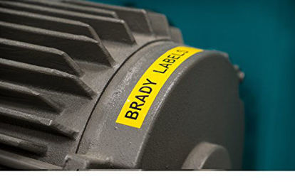 Picture of Brady Authentic (M21-500-595-YL) All-Weather Vinyl Label for Indoor/Outdoor Identification, Laboratory and Equipment Labeling, Black on Yellow material - Designed for BMP21-PLUS and BMP21-LAB Label Printers, .5" Width, 21' Length