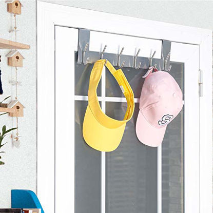 Picture of WEBI Over The Door Hook:Over The Door Towel Rack,Door Coat Hanger Towel Hanger Over Door Coat Rack 6 Hooks for Hanging Clothes,Hats,Bathroom,White,2 Packs