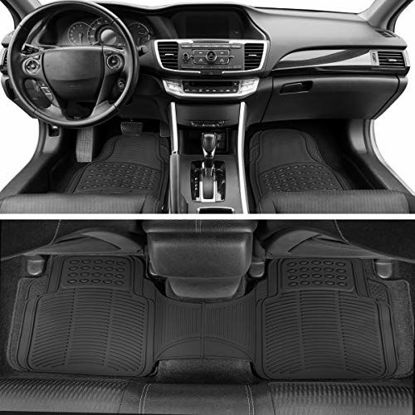 Picture of BDK Original ProLiner 3 Piece Heavy Duty Front & Rear Rubber Floor Mats for Car SUV Van & Truck, Black - All Weather Floor Protection with Universal Fit Design