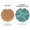Picture of Vaincre 4 Pack 2.56 inch Car Coasters for Drinks Absorbent, Mandala Ceramic Car Cup Holder Coaster for Your Car with Fingertip Grip, Removable Cute Auto Accessories, Keep Car Clean for Women & Girls