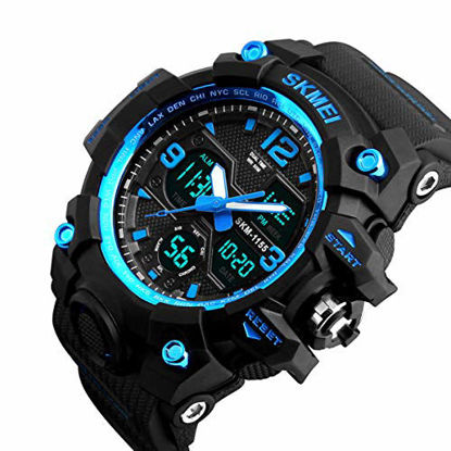 Picture of Mens Digital Watches 50M Waterproof Outdoor Sport Watch Military Multifunction Casual Dual Display Stopwatch Wrist Watch Blue Black